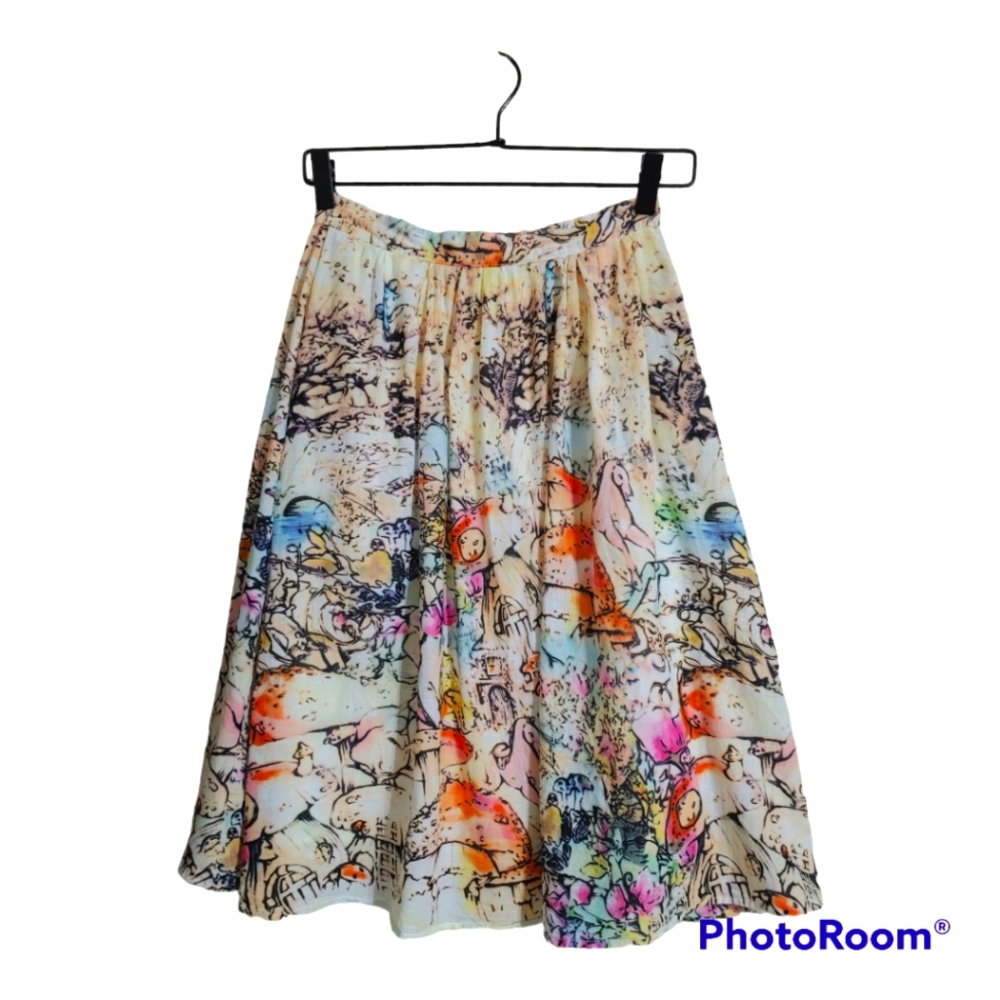 Modcloth Pleated Circle Midi Skirt Pockets Cottagecore Mushroom Fantasy …